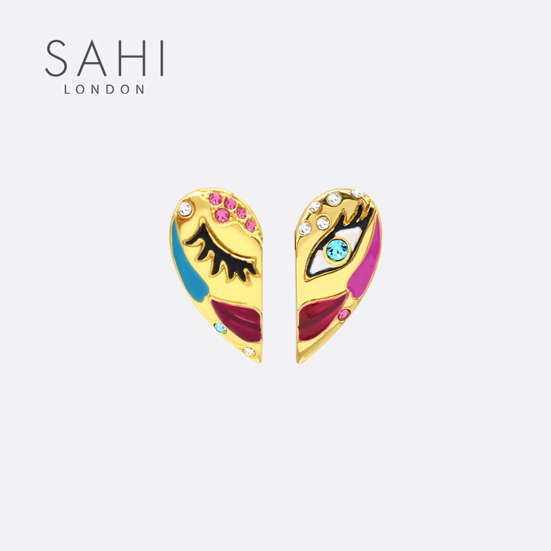 Love Affair Enamel Stud Earrings in Gold Plated
