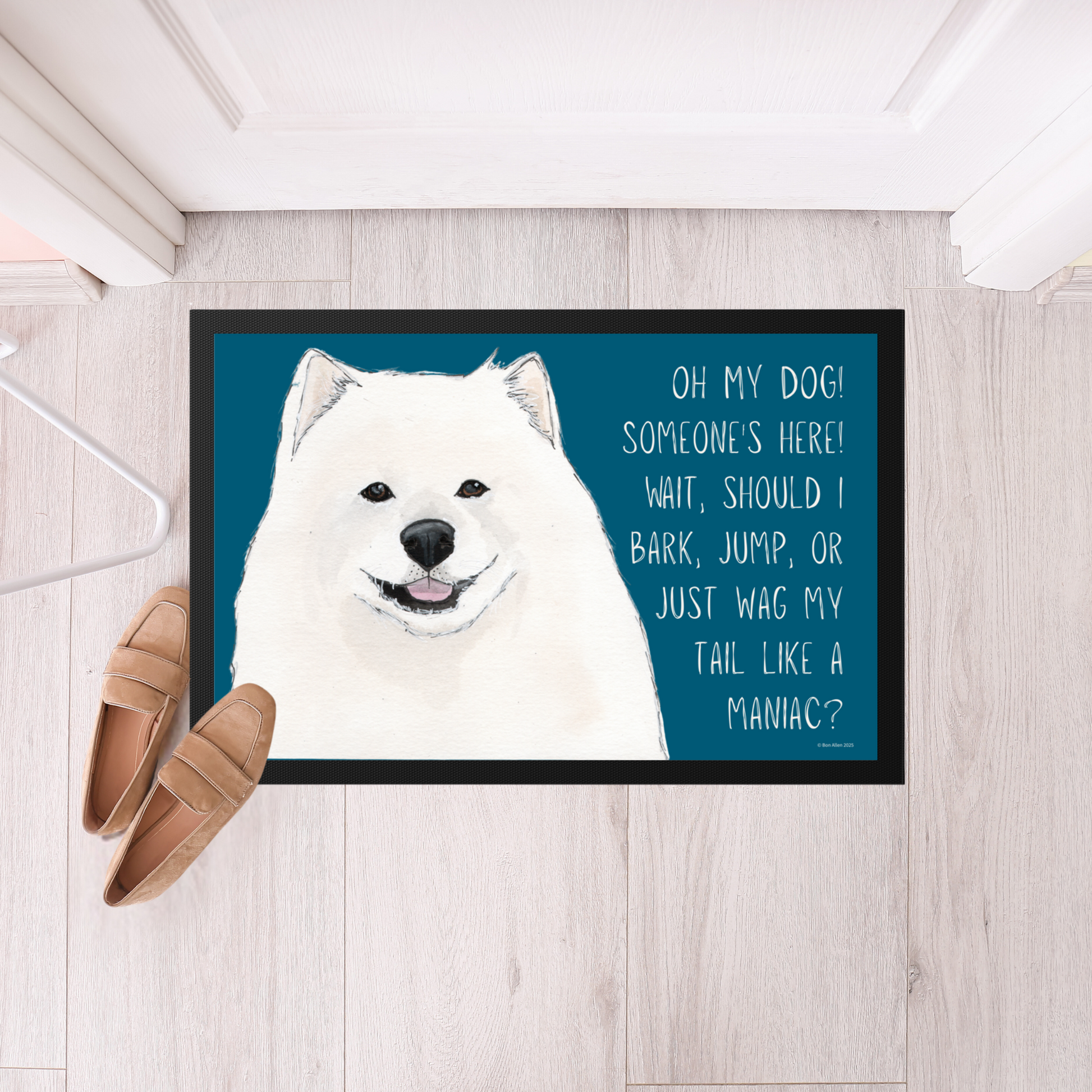 Samoyed Door Mat A Welcoming Tail Wagging Barking Jumping Delight