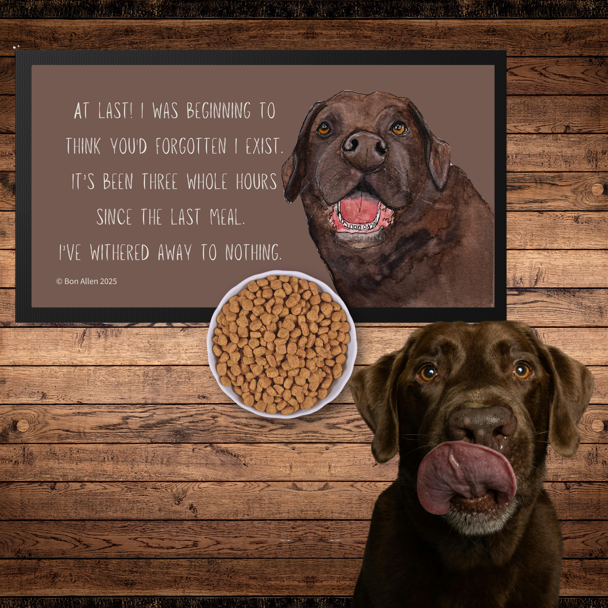 Chocolate Labrador Starving Since Breakfast Pet Bowl Mat