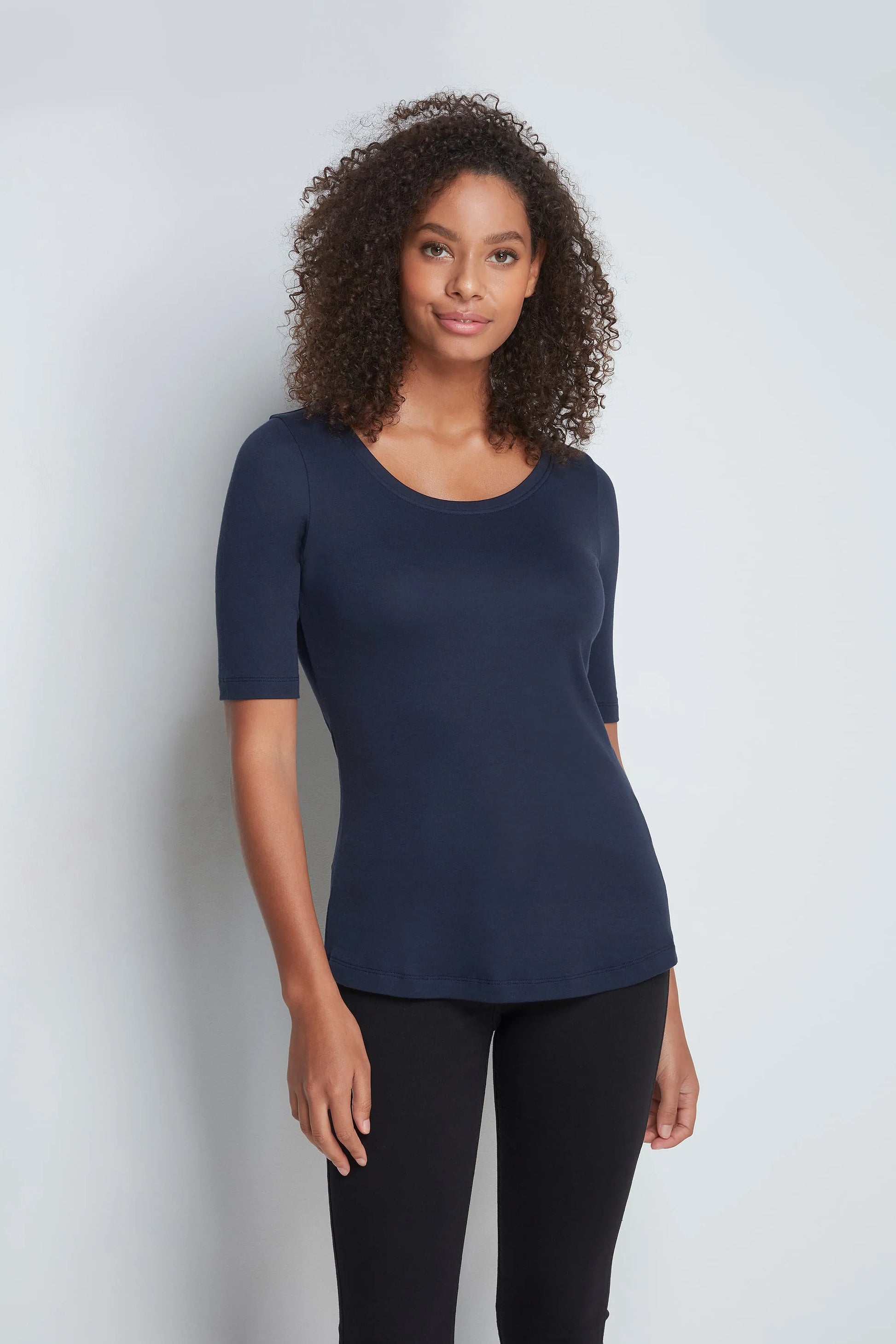 Women's Half Sleeve Scoop Neck Cotton Modal Blend T-Shirt