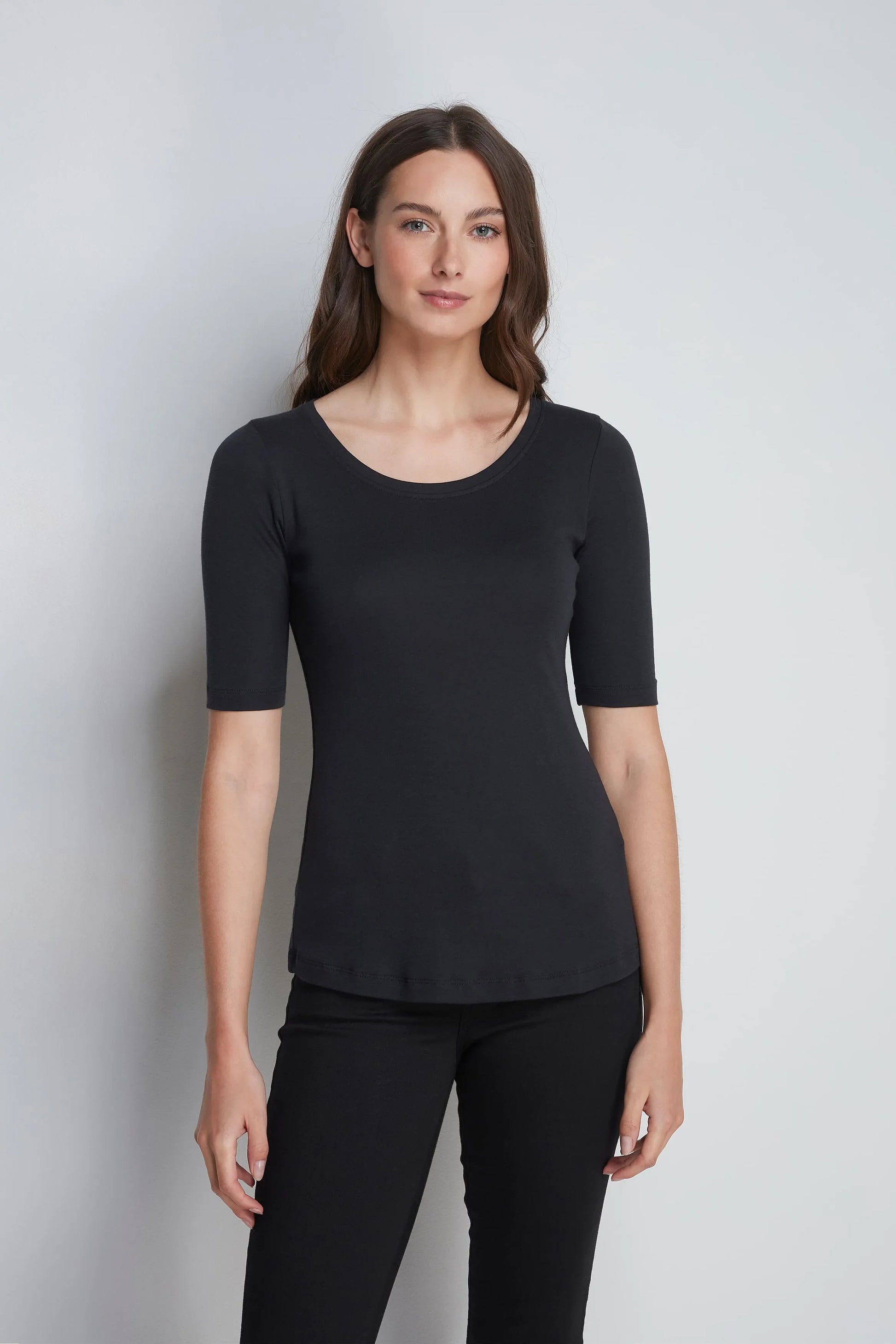 Women's Half Sleeve Scoop Neck Cotton Modal Blend T-Shirt
