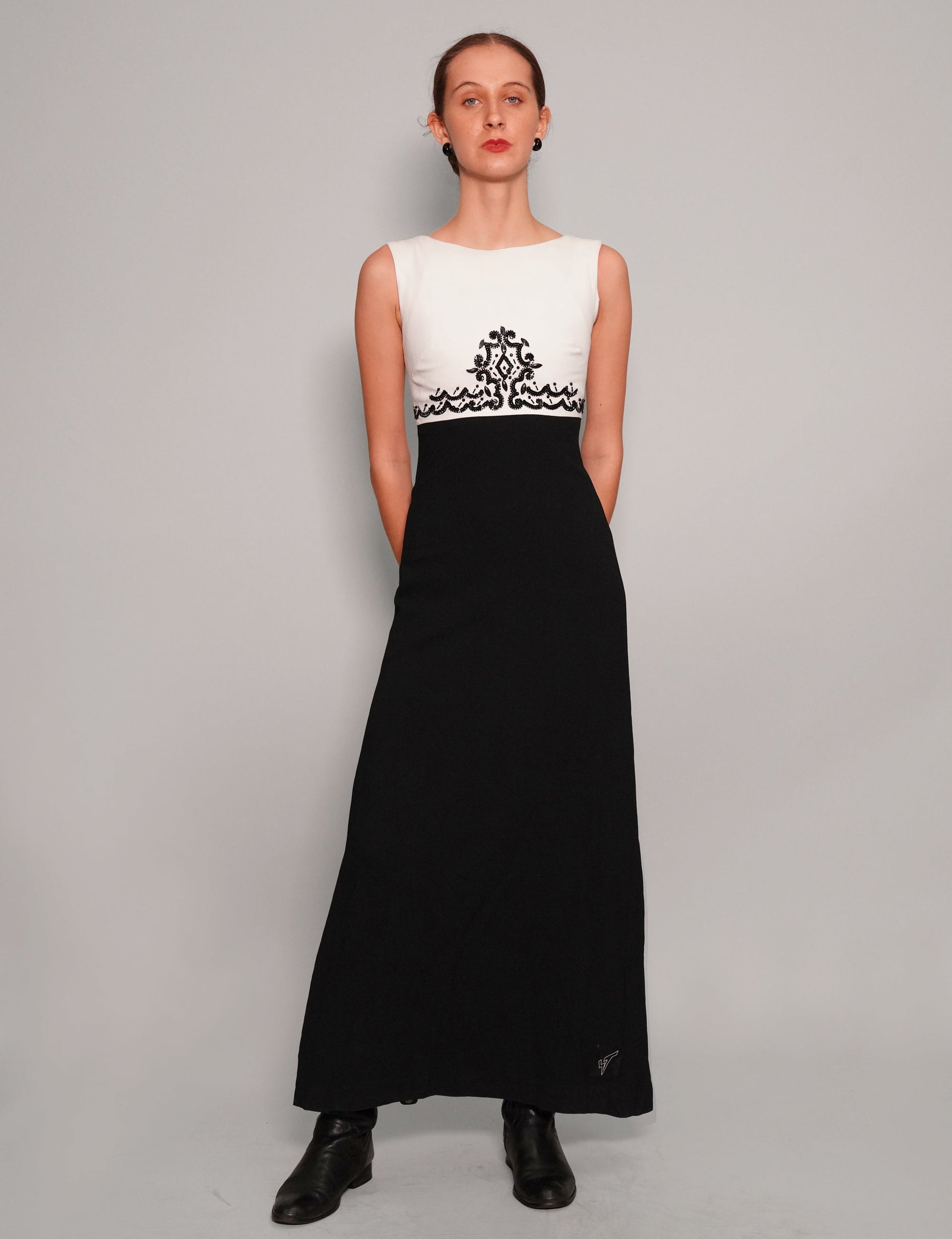 Vintage Two Tone Sequin Ball Gown Dress