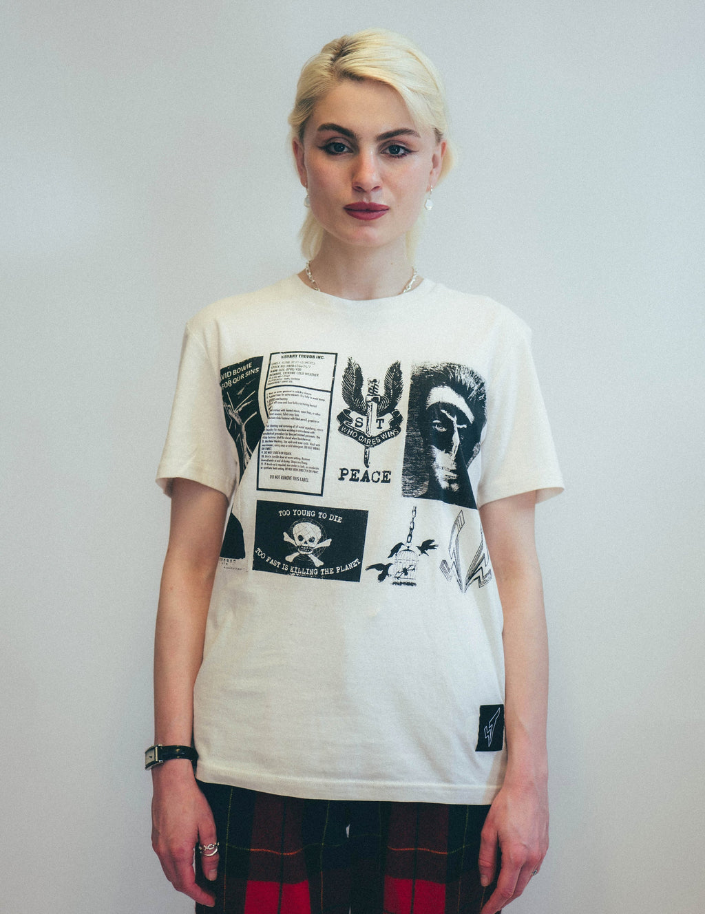 Ecru T-Shirt with Printed Patches