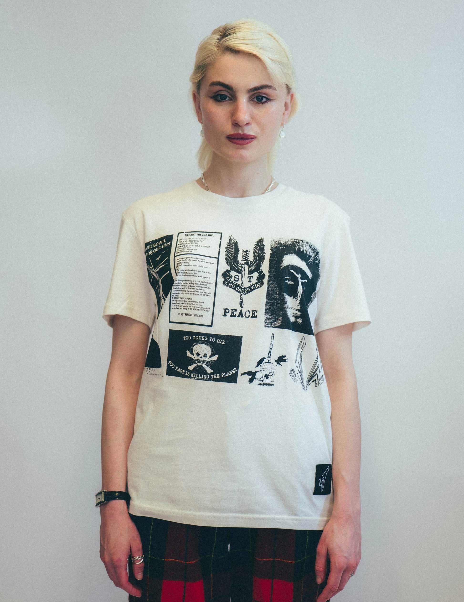 Ecru T-Shirt with Printed Patches