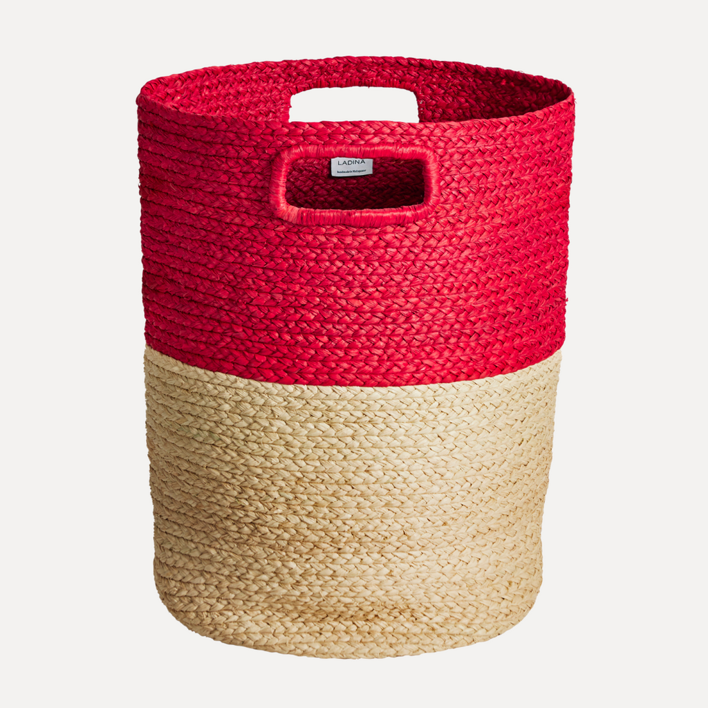Handwoven Storage Basket in Red or Green