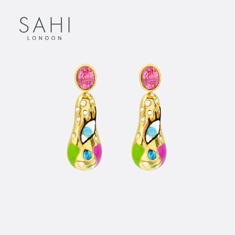 Love Affair Teardrop Drop Earrings in Enamel