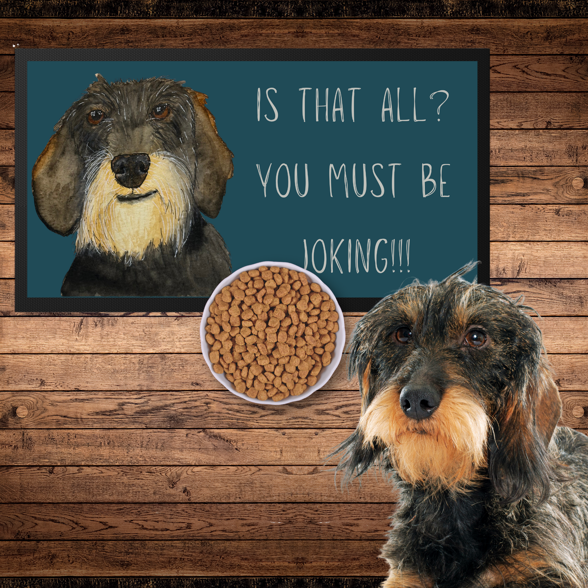 Wire Haired Dachshund Dining Drama Pet Bowl Mat