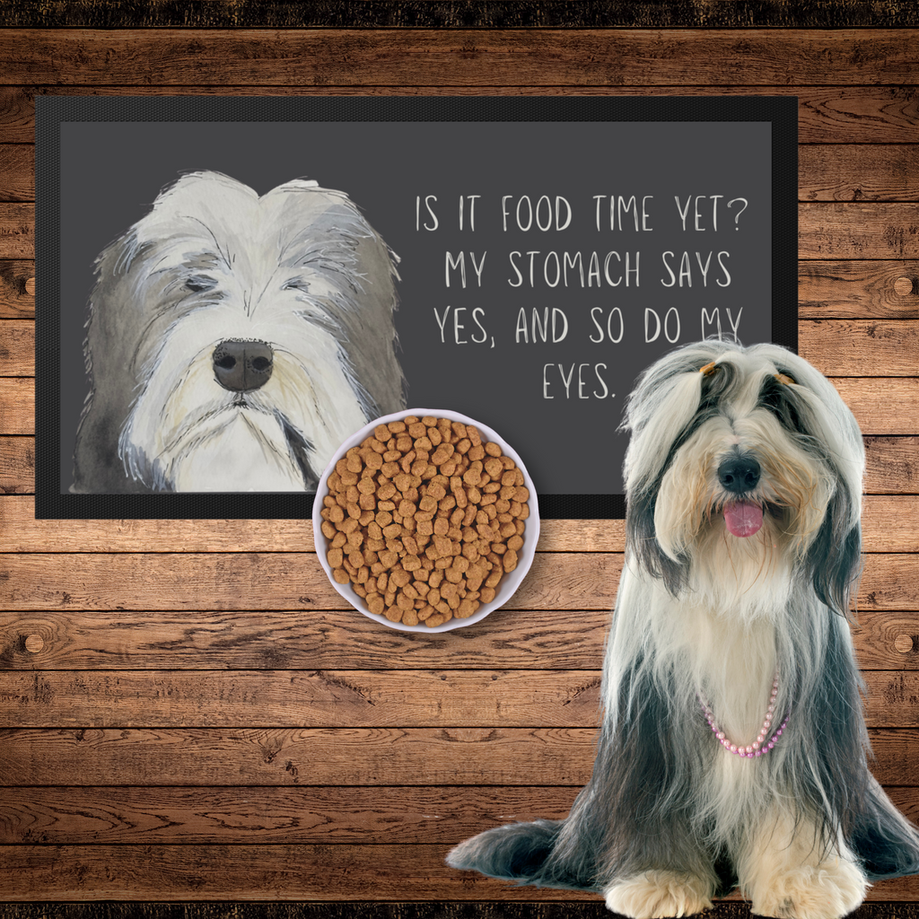 Bearded Collie Pet Bowl Mat Is It Food Time Yet Edition