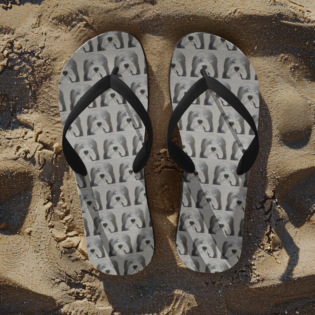 Bearded Collie Flip Flops