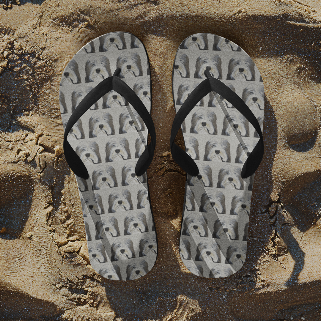 Bearded Collie Flip Flops
