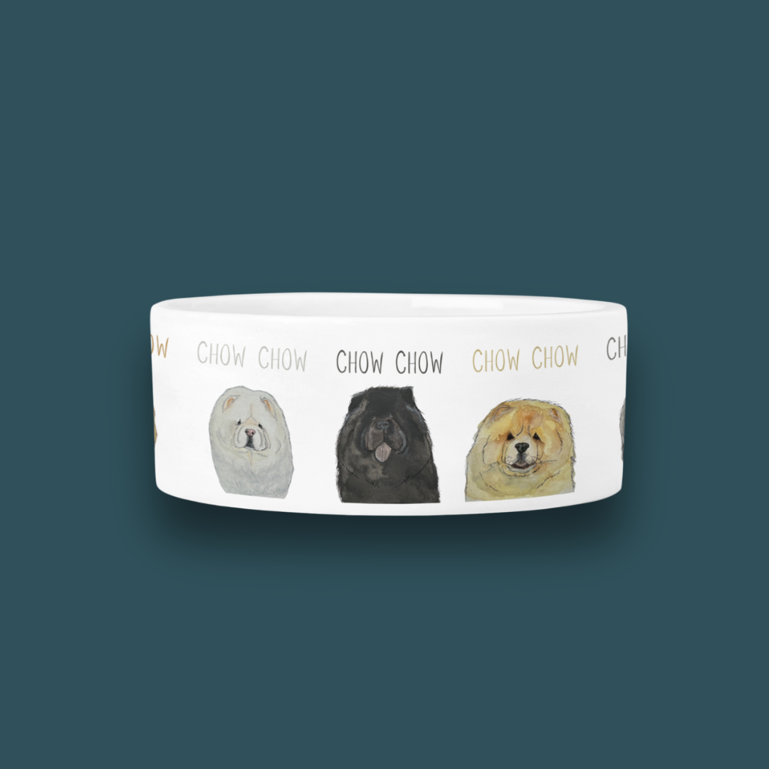 Ceramic Dog Bowl with Chow Chow Design