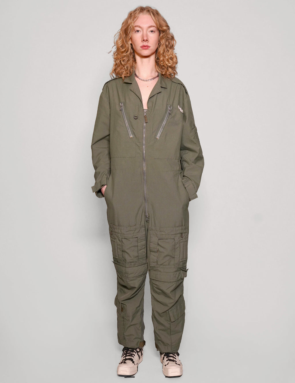 Khaki Party Back Jumpsuit with Sequin Detail