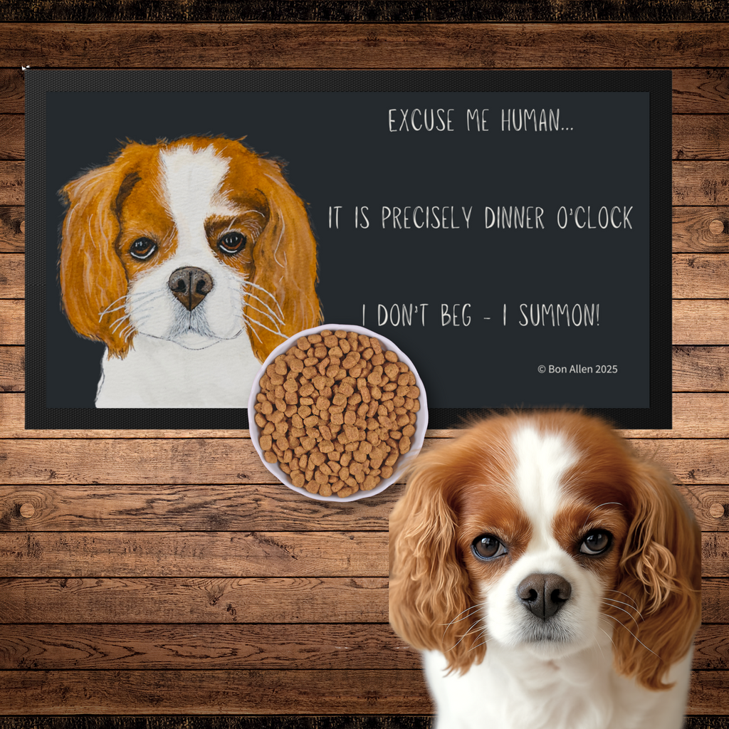 Dinner O'Clock Mat Cavalier King Charles Spaniel Pet Bowl Mat