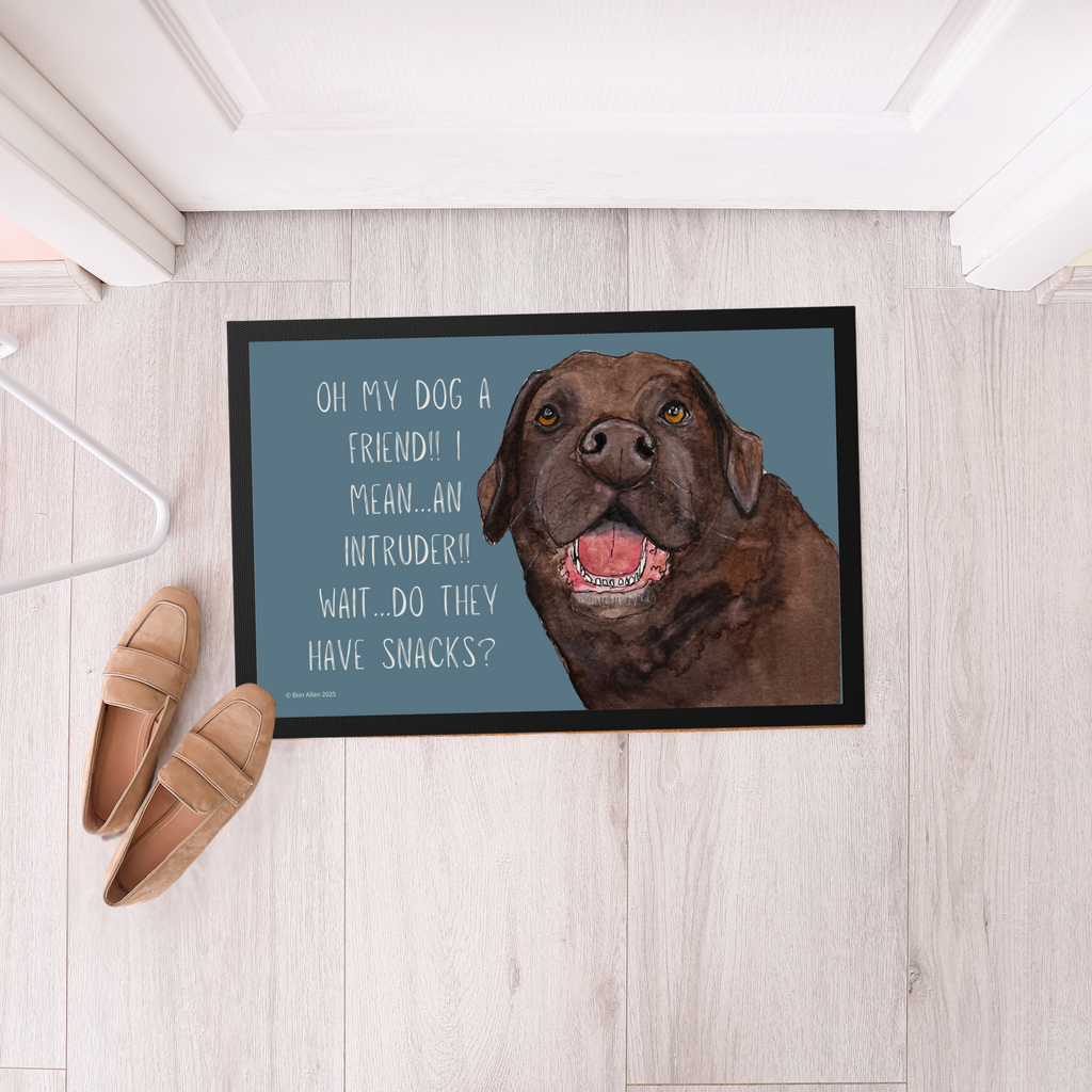 Chocolate Labrador Welcome Mat Friend or Intruder or Snack Delivery