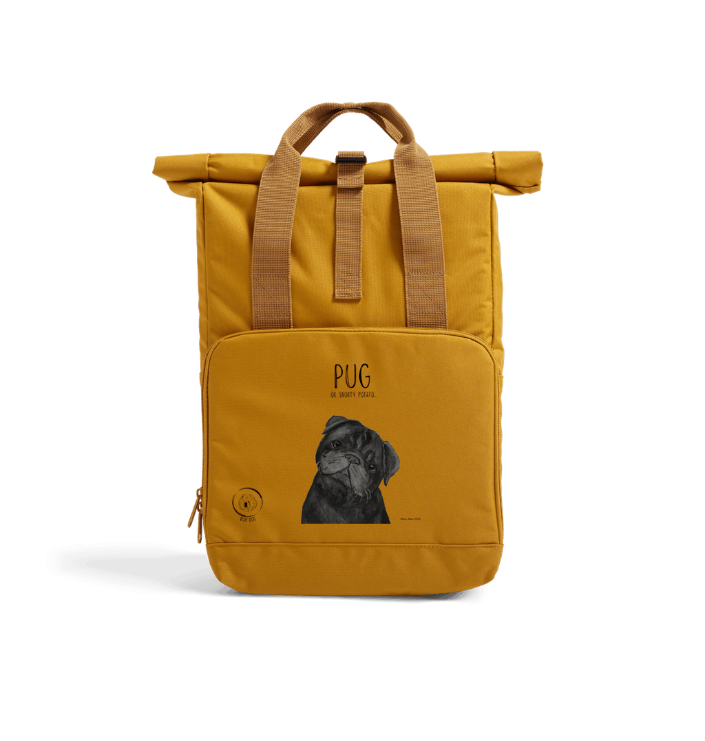 Pug or Snorty Potato Ethical Backpack for Pug Lovers Black