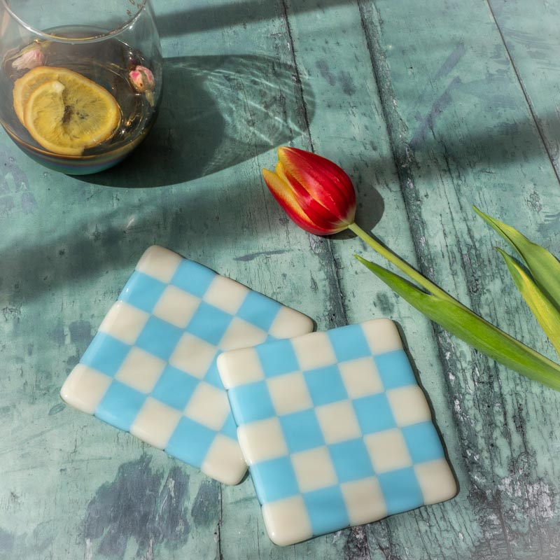 10cm Chequered Dual Coloured Coaster Bullseye Collection