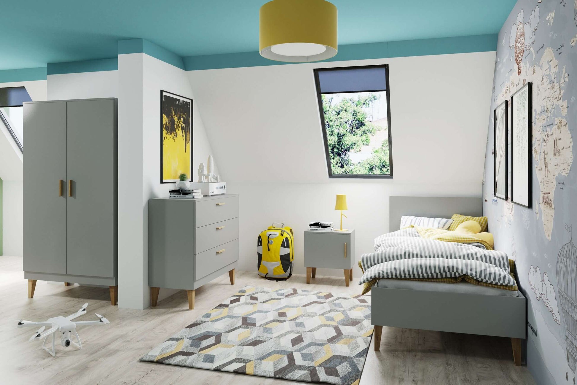 Bedside Table Kubi - Grey