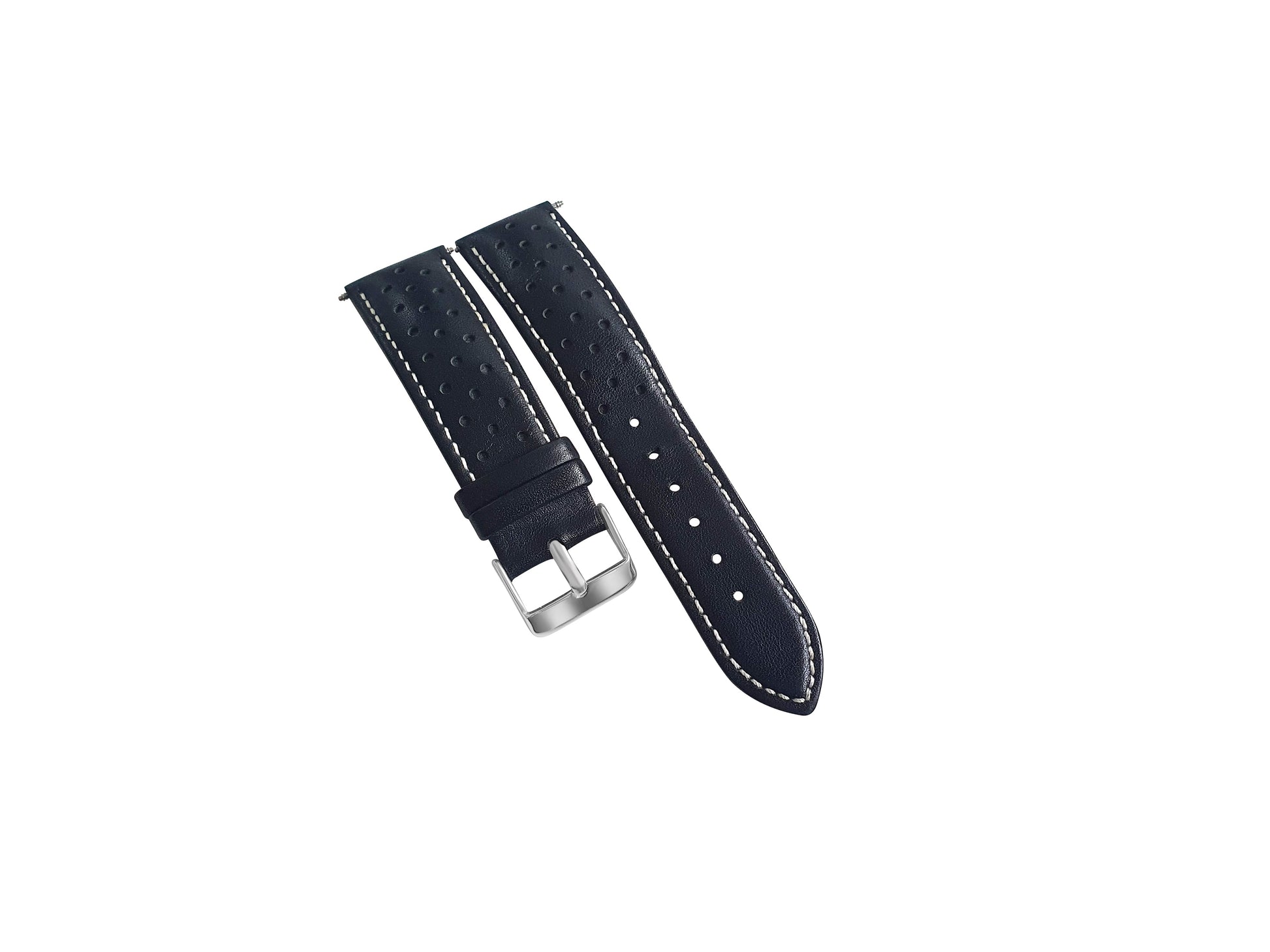 Black Leather Rally Watch Strap 22mm