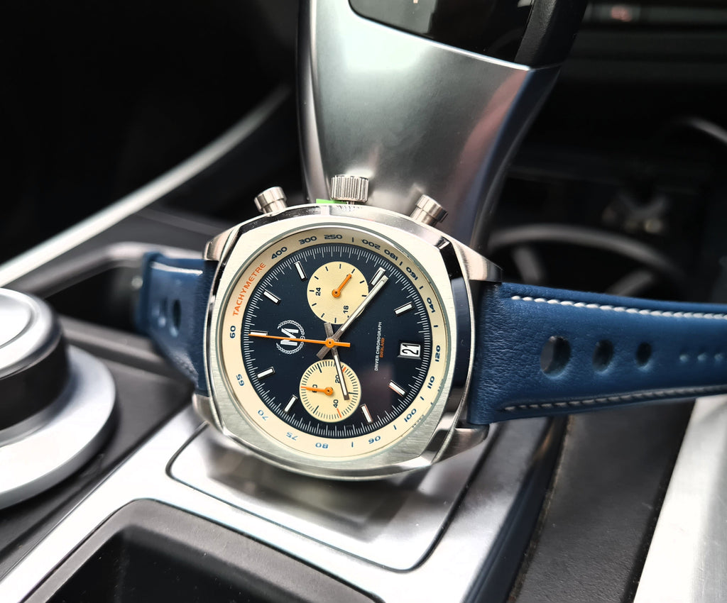 Blue Leather Rally Watch Strap 22mm