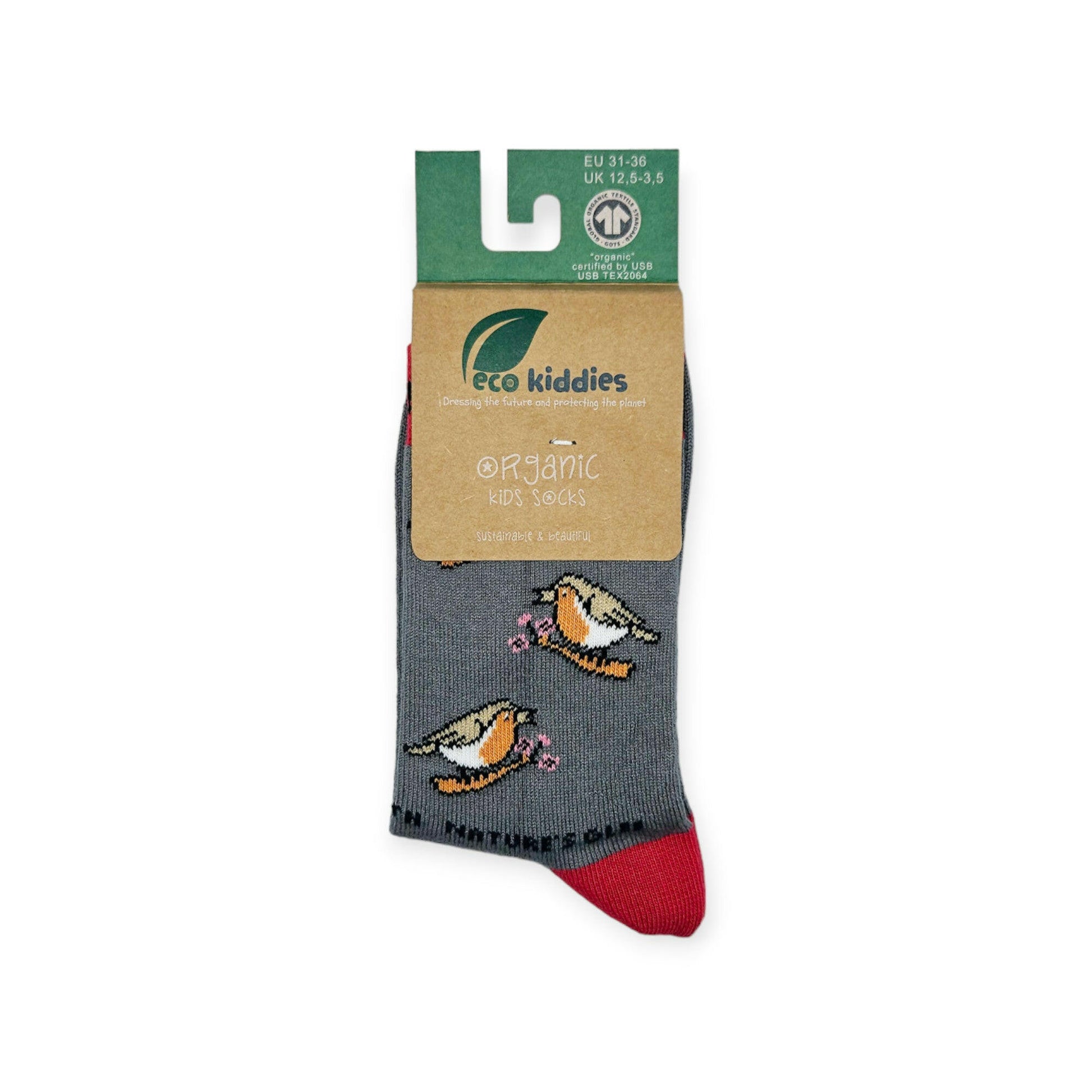 Chirpy Robin Organic Cotton Kids Socks