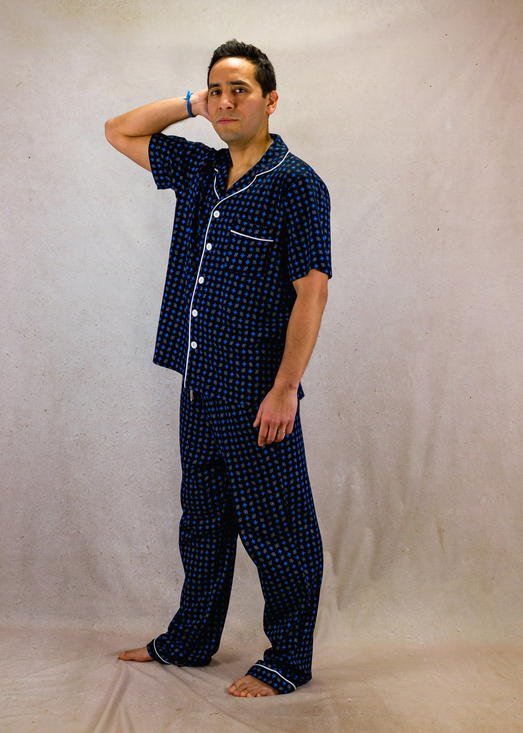 Blue Squares Short Sleeve Pyjama Set