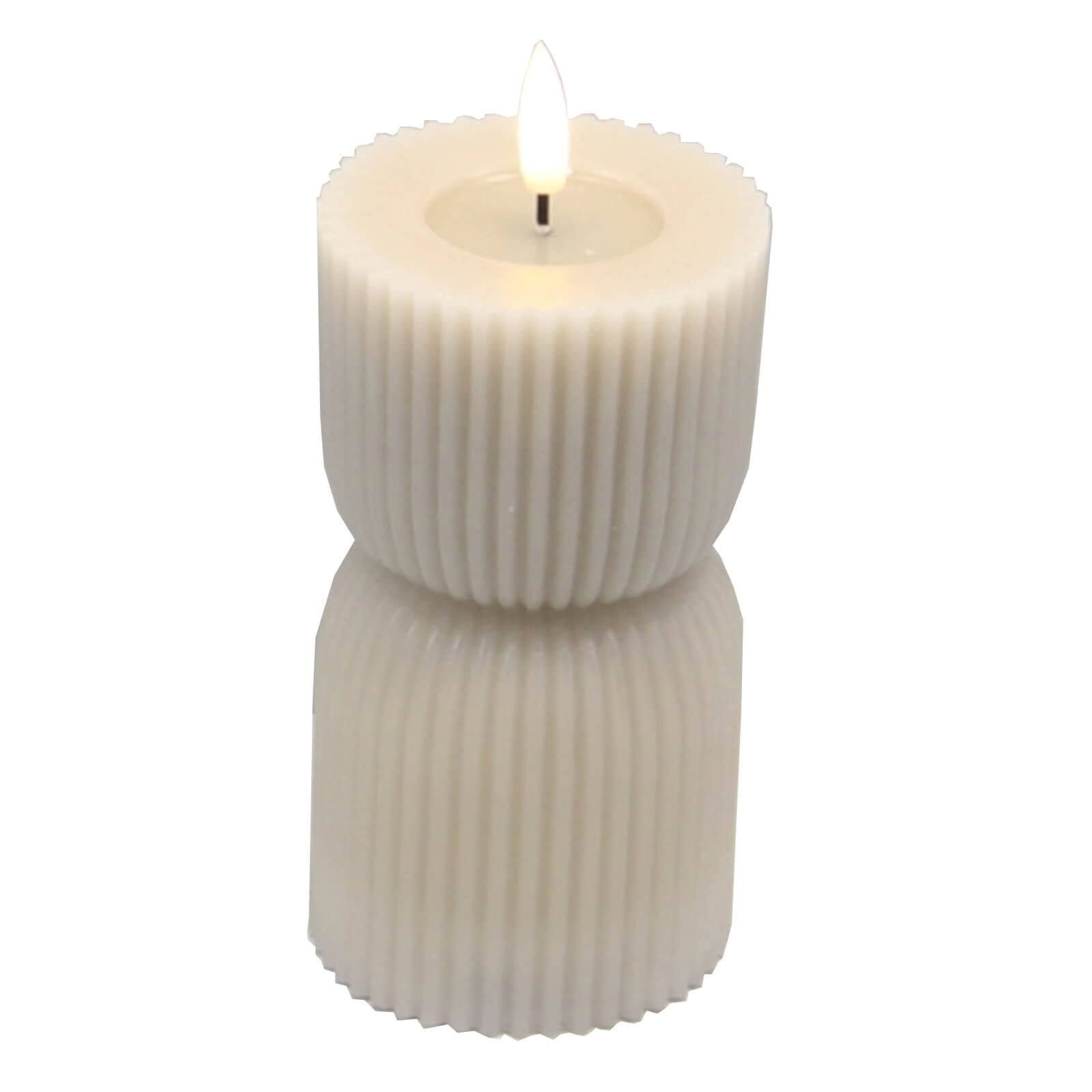 Handcrafted stone-textured LED candle, 24cm tall, natural tone, flame-free ambiance for home decor. by RoomLondon at brixbailey.com