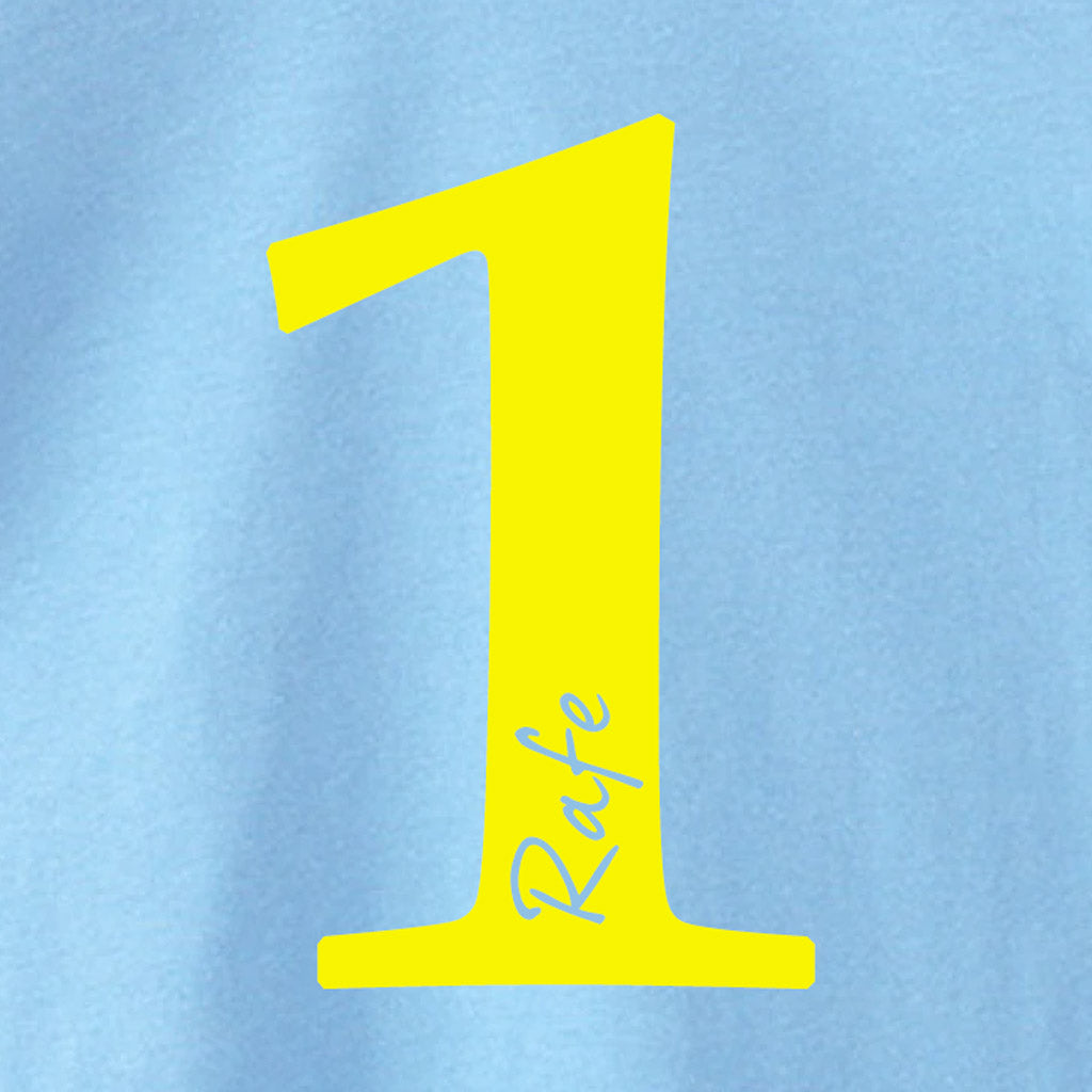 Personalised First Birthday T Shirt in Light Blue