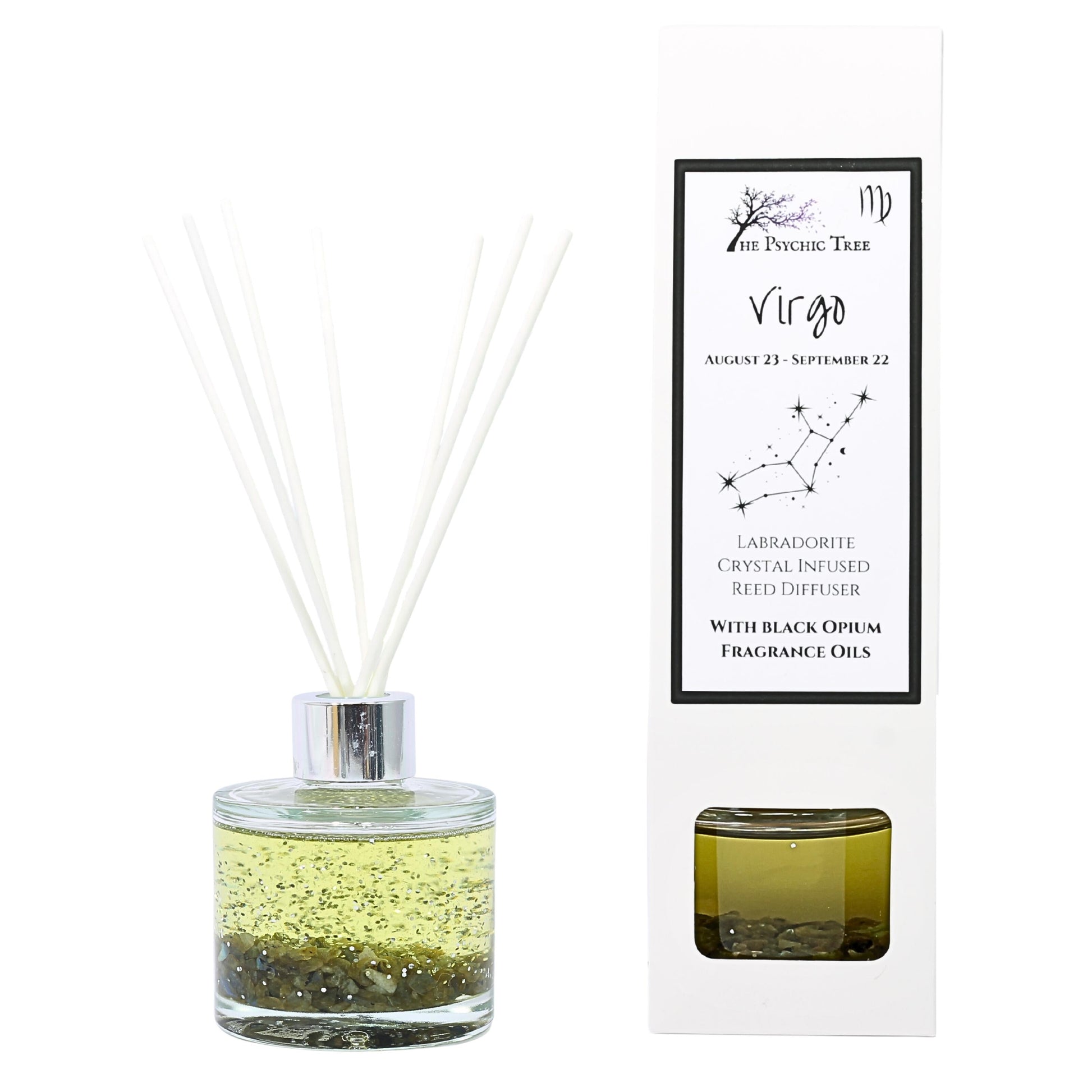 Virgo Zodiac Crystal Infused Reed Diffuser with Labradorite