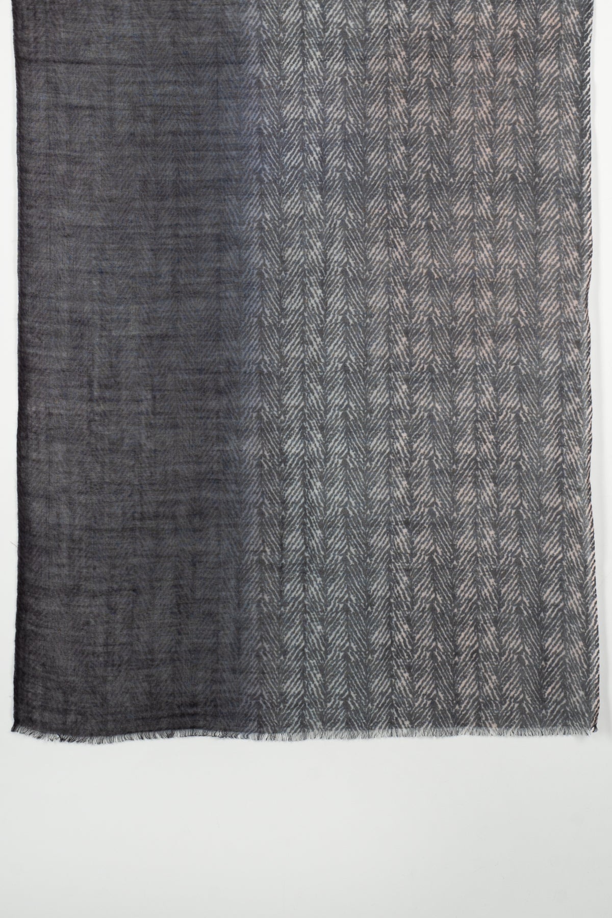 Black and White Chevron Fine Wool Scarf