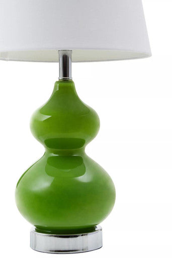 Green Glass Table Lamp with White Shade | Heidy