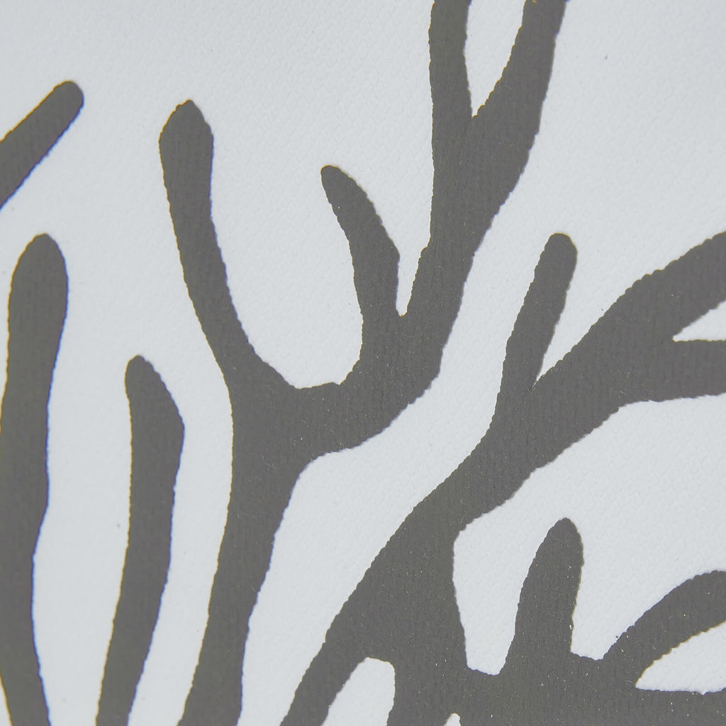Black coral silhouette artwork on white, framed in natural wood with beaded detailing, 40cm coastal wall decor. by sostter at brixbailey.com