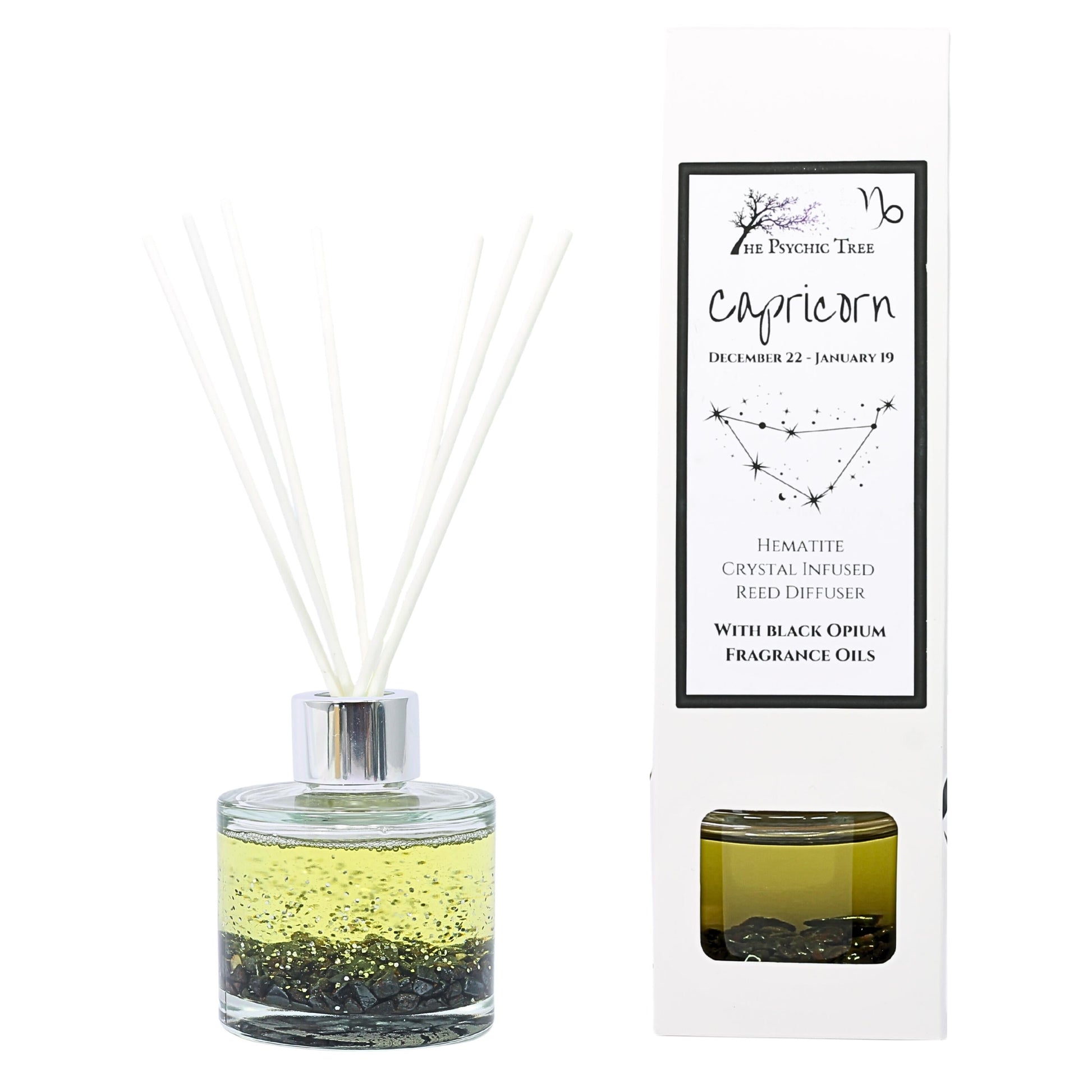 Capricorn Zodiac Crystal Infused Reed Diffuser with Hematite