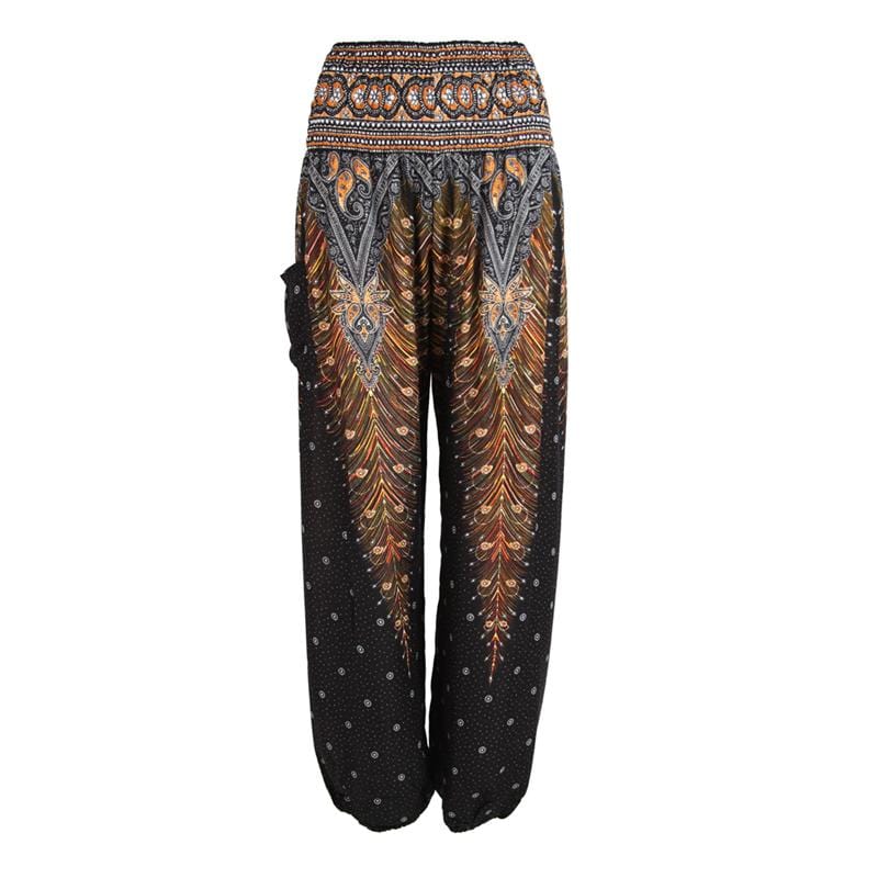 Peacock Feather Harem Pants in Turquoise