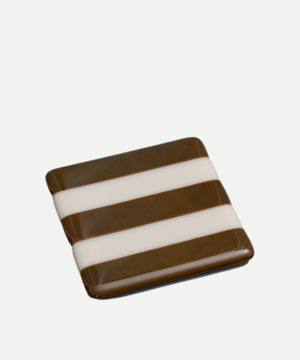 Striped Dual Coloured Glass Coaster 10cm Bullseye