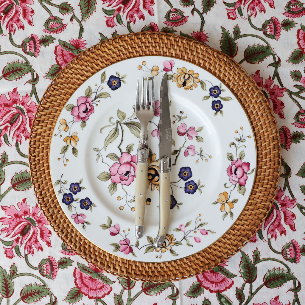 Pink Botanic Cotton Tablecloth
