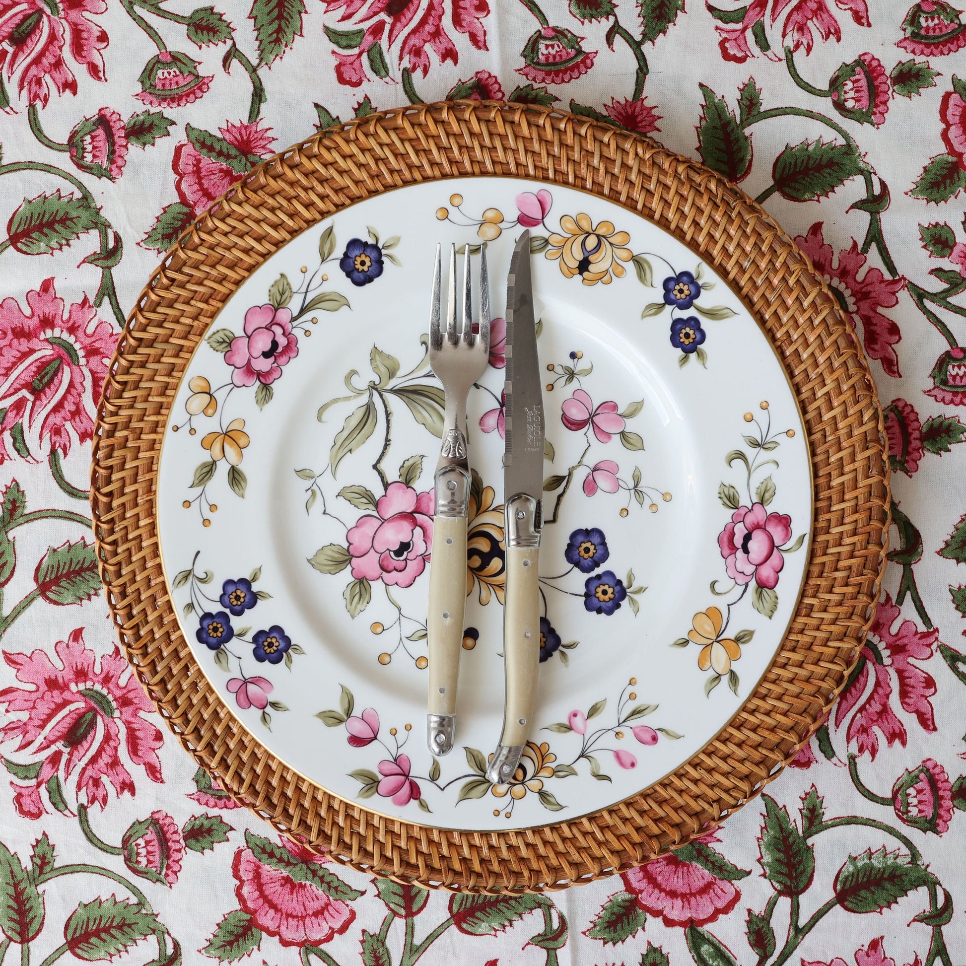 Pink Botanic Cotton Tablecloth