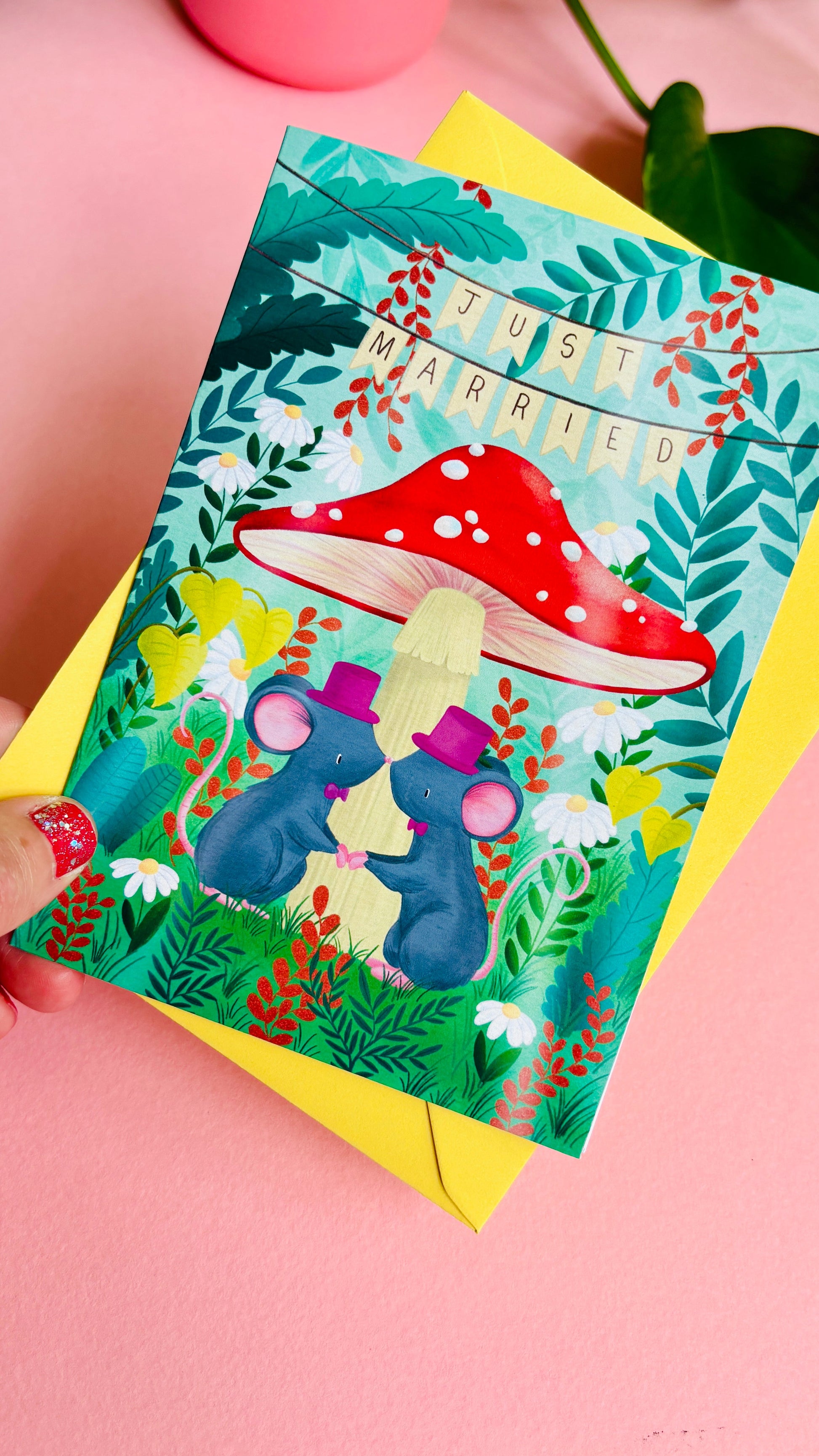 Handmade Gay Wedding Card Whimsical Forest Themed Greetings