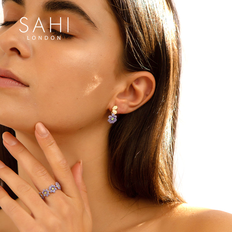 Enchanting Garden Blue Adjustable Ring