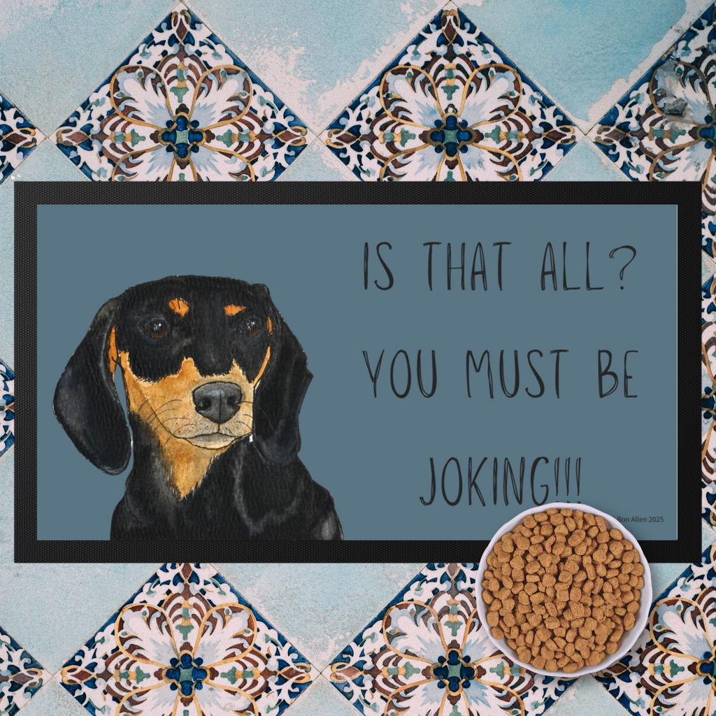 Black and Tan Dachshund Dining Drama Pet Bowl Mat
