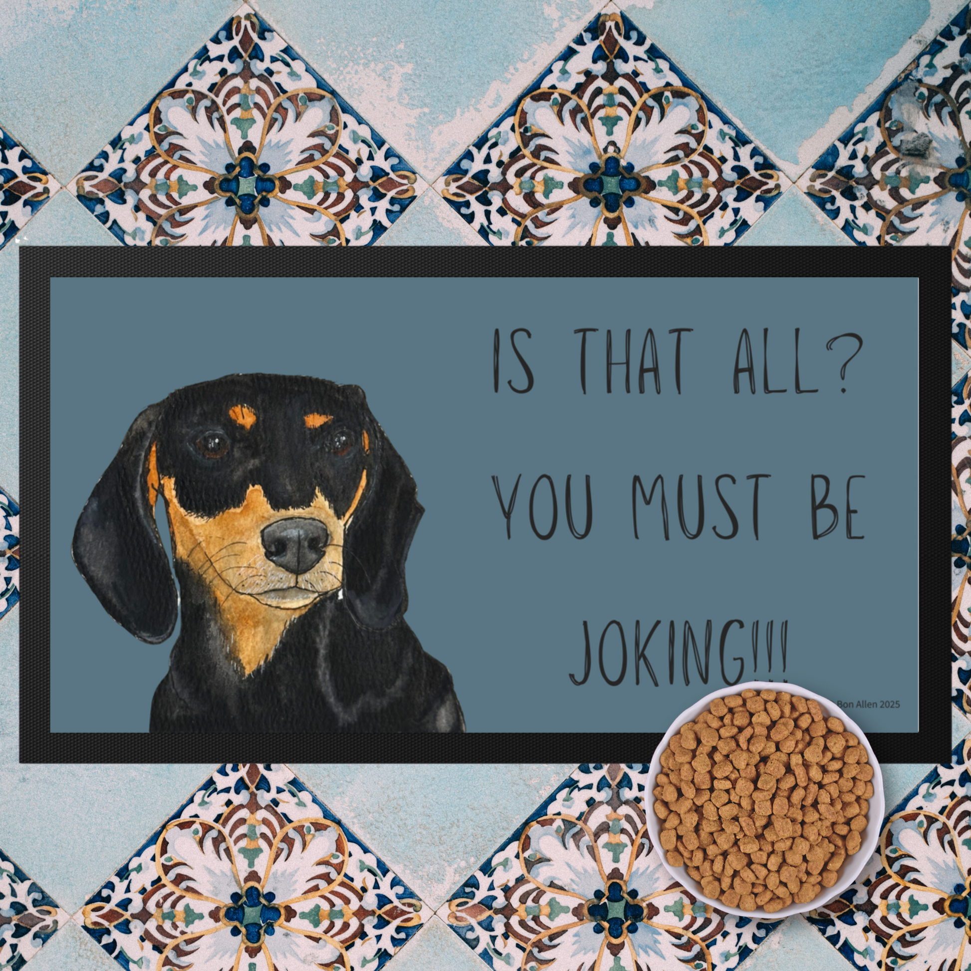Black and Tan Dachshund Dining Drama Pet Bowl Mat