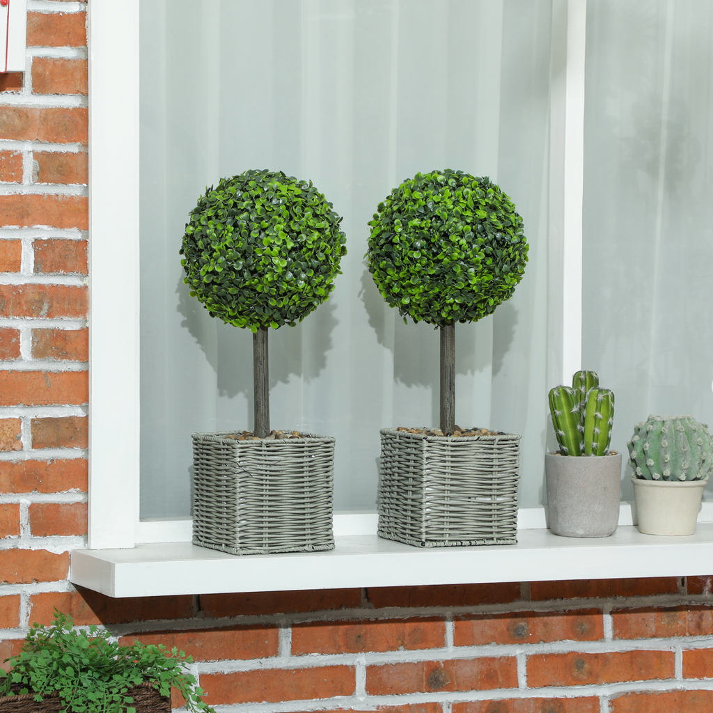 Set of 2 Artificial Boxwood Topiary Balls 50cm Green