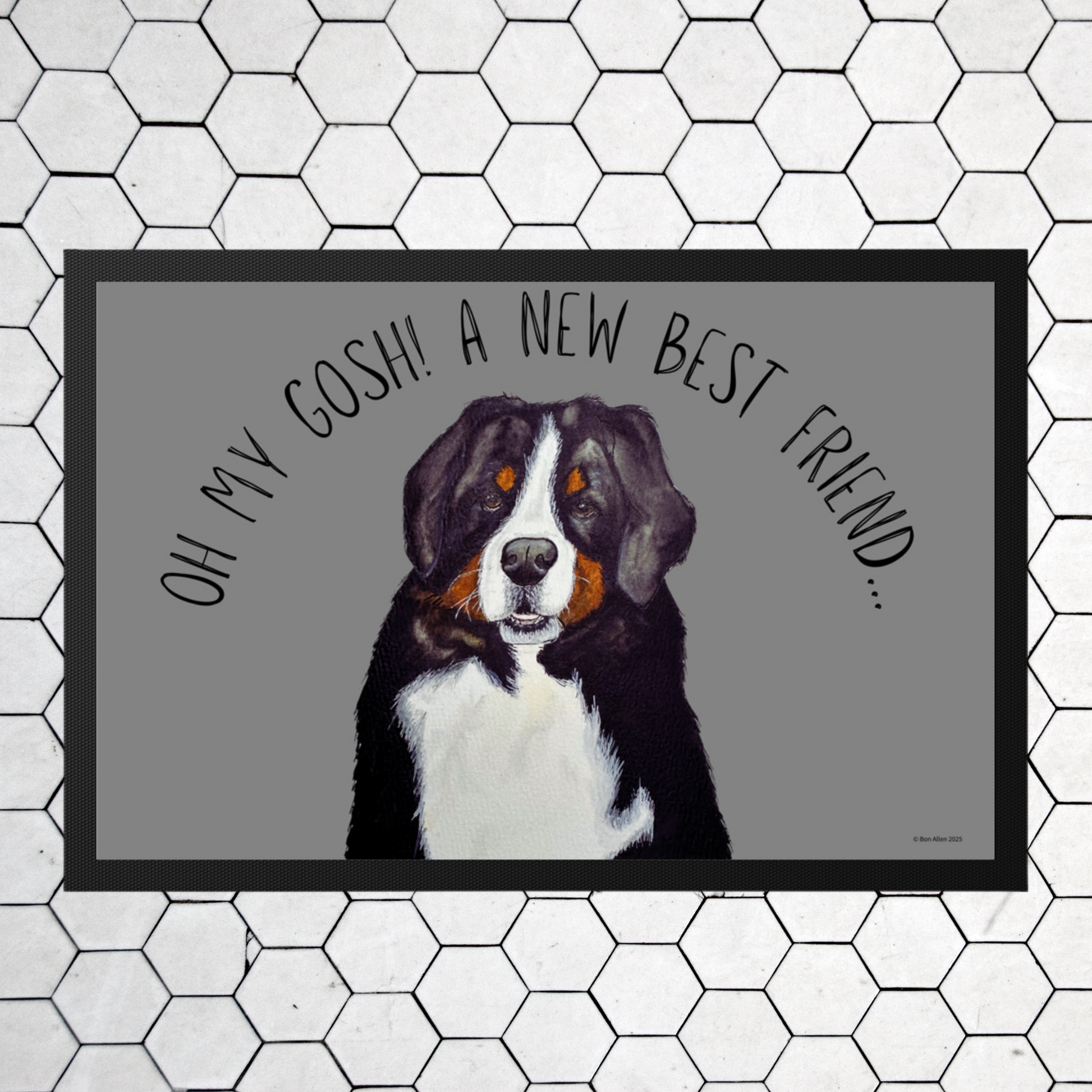 Bernese Mountain Dog Doormat Welcome Friend