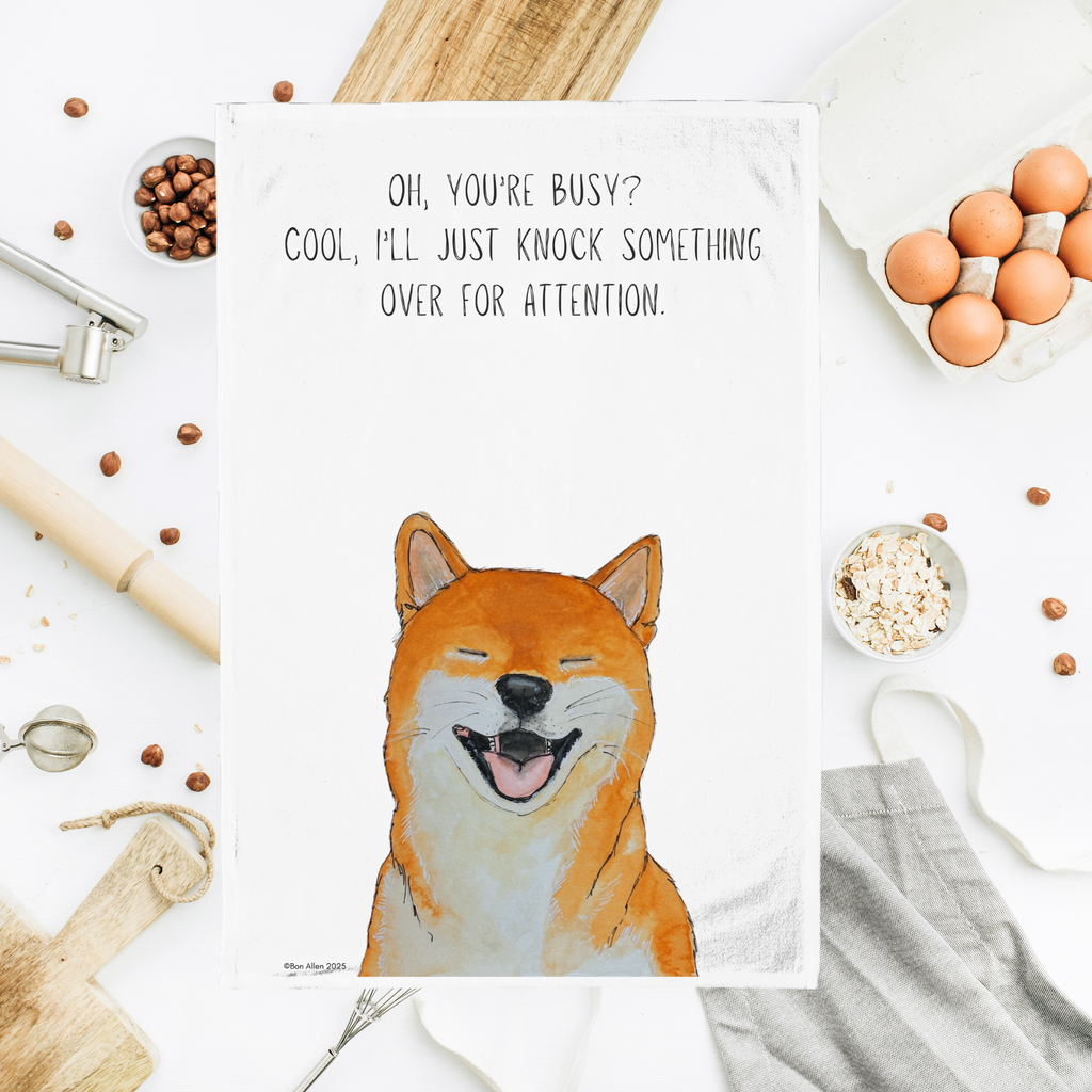 Shiba Inu Chaos Coordinator Tea Towel