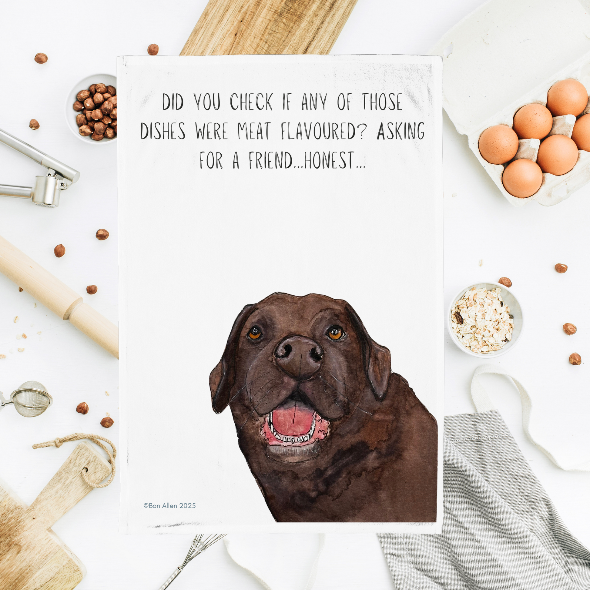 Om Nom Nomnivore Labrador Tea Towel