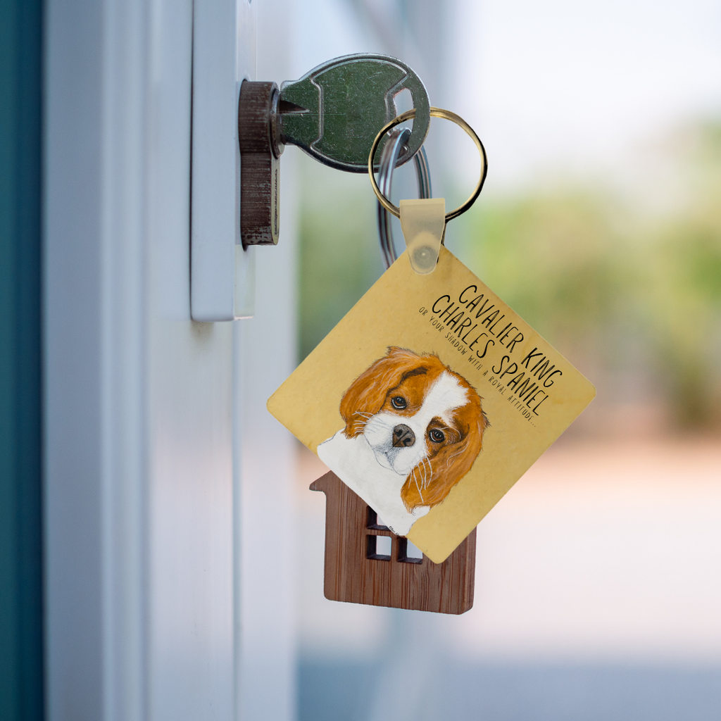Wooden Cavalier King Charles Spaniel Keyring
