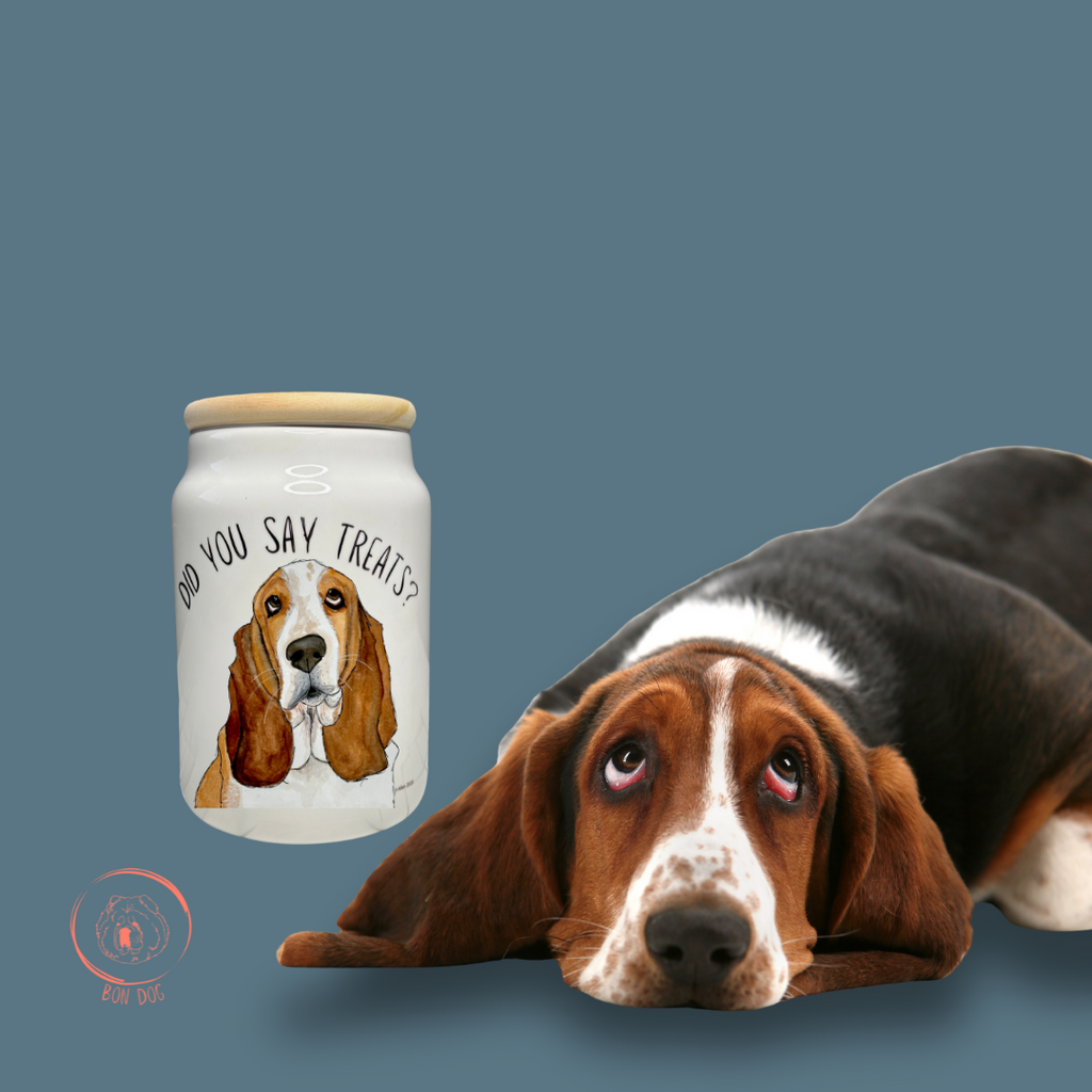 Ceramic Dog Treat Jar with Basset Design