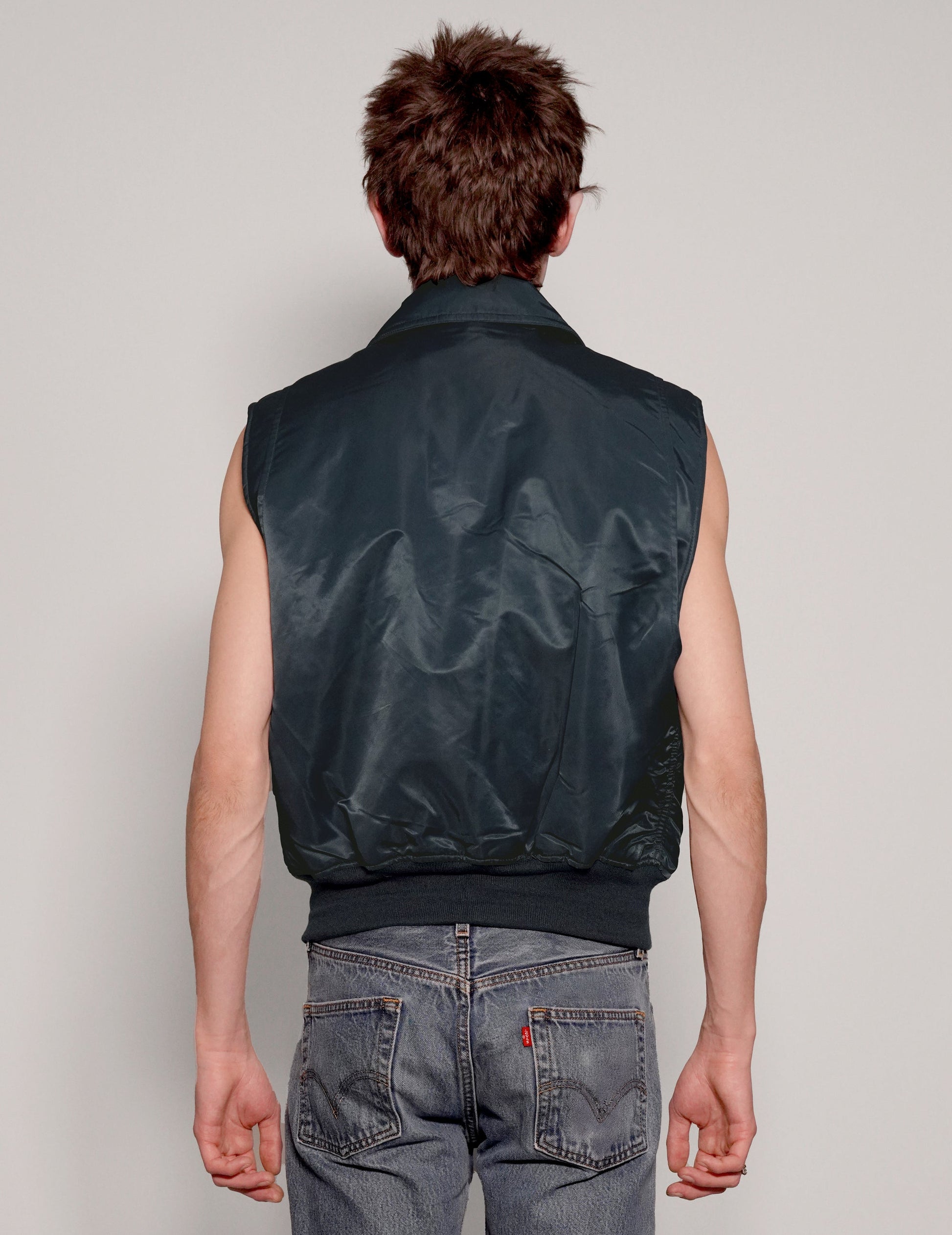 Lightweight Navy Bomber Gilet with Collar