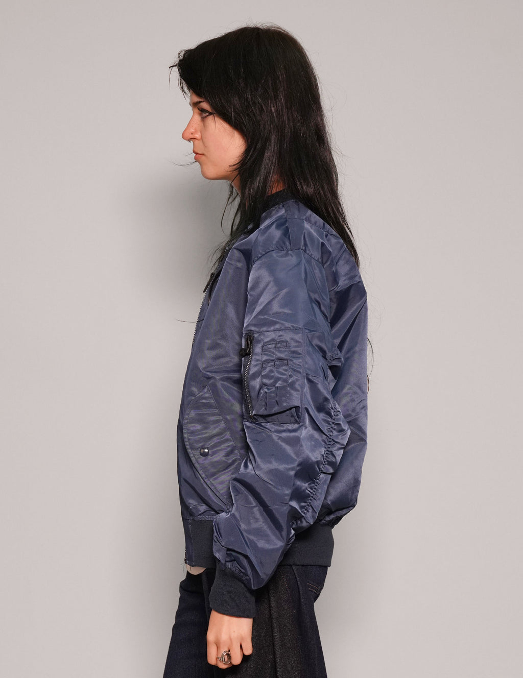 Vintage Blue Bomber Jacket Light Weight