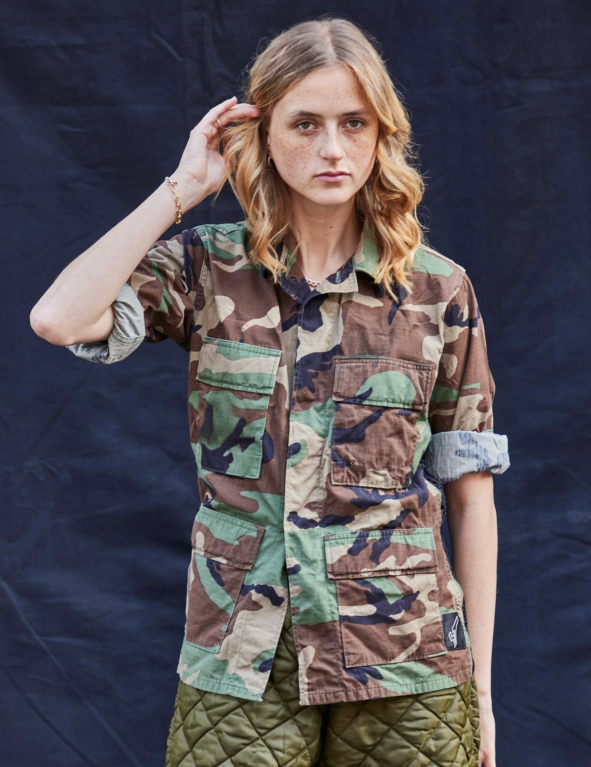 Party Back Shirt Black Lace Camo