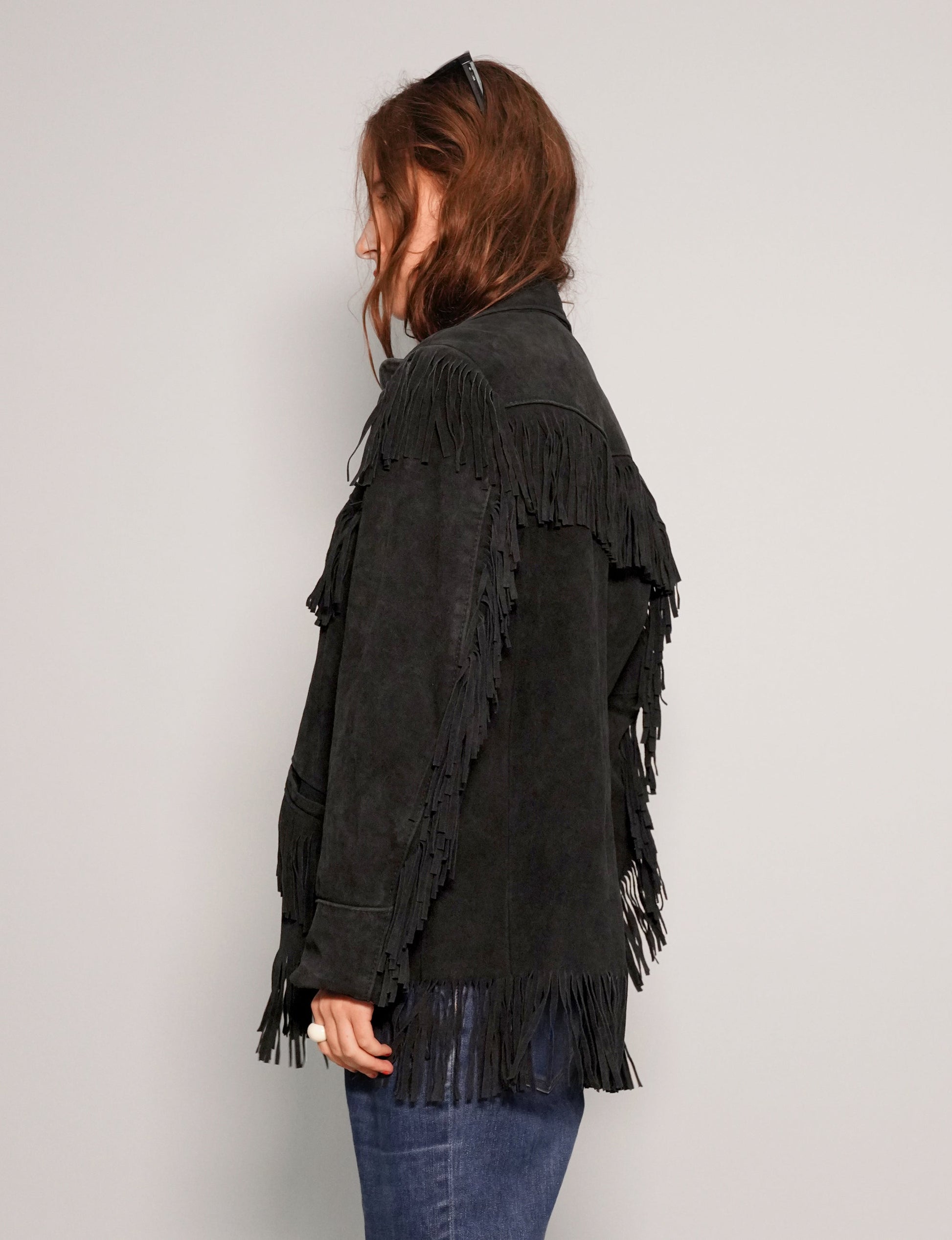 Black Leather Cowgirl Coat